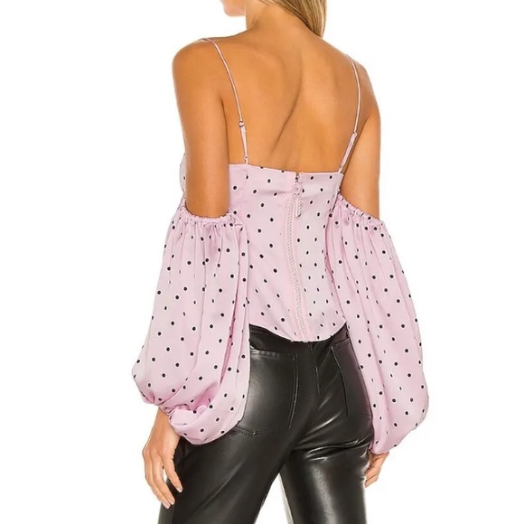 NWT FOR LOVE & LEMONS X Revolve Celeste Moire Top In Blush. - Picture 4 of 9